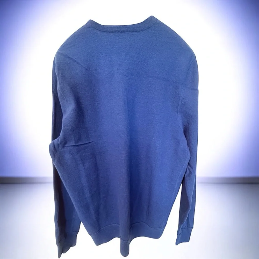 Banana Republic Men's V-Neck 100% Wool Sweater in Blue‎ with Gray Stripes
